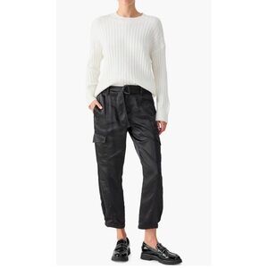 Anthropologie Sanctuary Belted Satin Black Cargo Pants. NWT. Size 27